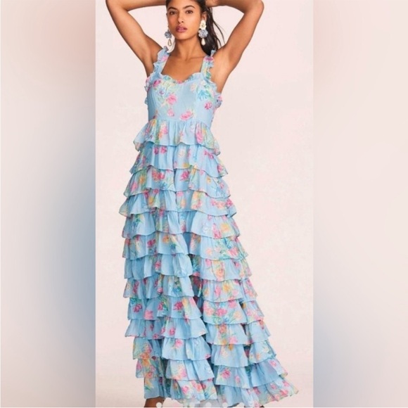 LoveShackFancy Idra Dress Sky Lullaby size 2 - Picture 3 of 5